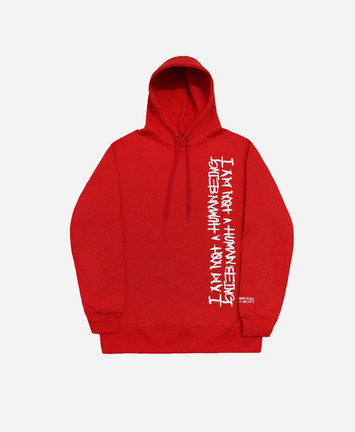 IAMNOTAHUMANBEING아임낫어휴먼비잉_vertikal basic logo hoodie(red)