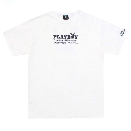 IAMNOTAHUMANBEING아임낫어휴먼비잉X플레이보이_mix logo t-shirts(WHITE)반팔티