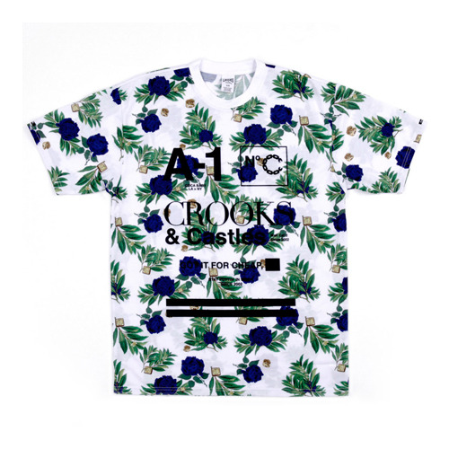 CROOKS &amp; CASTLES크룩스앤캐슬_Men&#039;s Knit Crew T-Shirt - A1 Floral