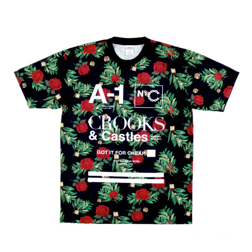 CROOKS &amp; CASTLES크룩스앤캐슬_Men&#039;s Knit Crew T-Shirt - A1 Floral
